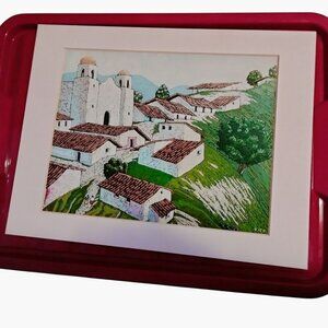 Landscape Print Countryside Village Scene White Mat Original Singed Vico